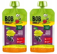 2x BOB SNAIL Smoothie JABŁKO CZARNA PORZECZKA Bez Dodatku Cukru Mus 120g