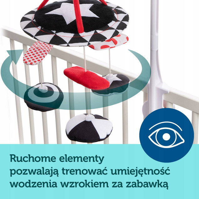 Canpol babies kontrastowa karuzela pluszowa z pozytywką SENSORY TOYS