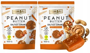 FRANK&OLI Ciasteczka Mini MASŁO ORZECHOWE SŁONY KARMEL Białko 100g x2