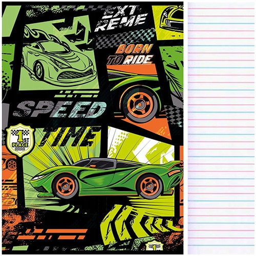 ZESZYT W TRZY LINIE A4/32 KARTKI LAMINOWANY UNIPAP MIX CHŁOPIĘCY - 4 sztuki