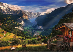 Puzzle 1000 Układanka SZWAJCARIA Dolina Lauterbrunnen Alepjsa Dolina 12+