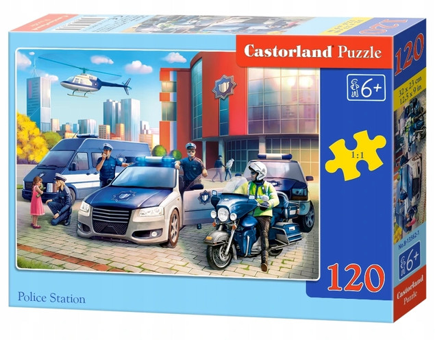 Puzzle 120 Układanka Auta POLICJA Motocykl Auto Pojazd Władza 6+ Castorland