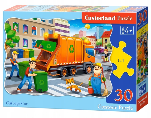 Puzzle 30 Układanka Dla Dzieci 4 Latka Auto ŚMIECIARKA Ciężarówka 4+ Castor
