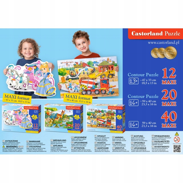 Puzzle 40 Maxi Układanka NA WSI Zwierzęta Farma Kotki Pieski Traktor 4+