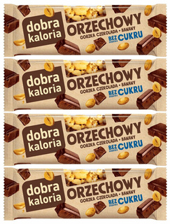 4x Fit Zdrowy Baton ORZECHY GORZKA CZEKOLADA BANAN Błonnik Dobra Kaloria