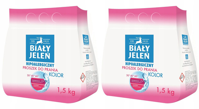 2x BIAŁY JELEŃ Proszek Do Prania KOLOR 1,5kg