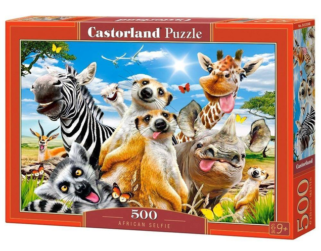 PUZZLE 500 UKŁADANKA ZWIERZĘTA AFRYKI SELFIE SAFARI ZEBRA ŻYRAFA 9+ CASTOR