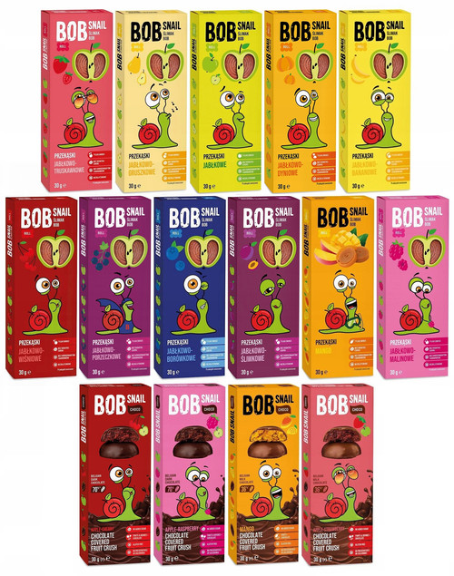 BOB SNAIL Zestaw MIX Smaków Zdrowa Owocowa Przekąska Bez Cukru 15x 30g