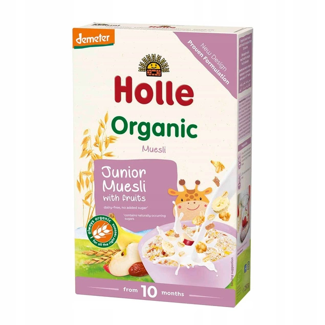 HOLLE BIO Musli Junior 3 Zboża Owoce i Witaminy 10M+ 250g