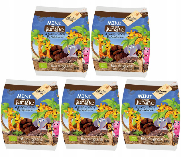 5x BIO Ania Ciastka Z Czekoladą Mini Jungle 500g