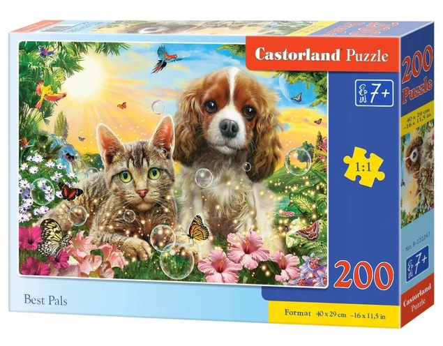 Puzzle 200 Układanka PIESEK i KOTEK Zwierzątka Natura Obraz 7+ Castorland