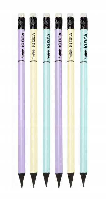 Ołówek trójkątny z gumką pastelowy mix Kidea