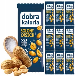 10x Smaczny i Zdrowy Baton SOLONY ORZECH Bez Cukru Błonnik Dobra Kaloria