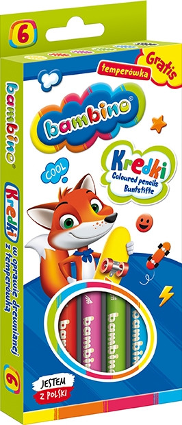 Kredki BAMBINO 6kol.w drewnie+temp. p10  MAJEWSKI