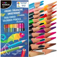 Kredki trójkątne dwustronne 24 kolory KIDEA