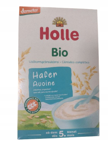 HOLLE BIO Kaszka Owsiana Pełnoziarnista Bez Cukru 250g 5M+