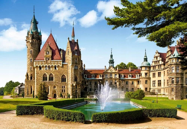 Puzzle 1500 Układanka Widok ZAMEK Moszna Ogród Park 9+ Castor