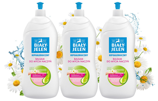 Balsam do mycia naczyń, hipoalergiczny z rumiankiem 3x1 L | Biały Jeleń