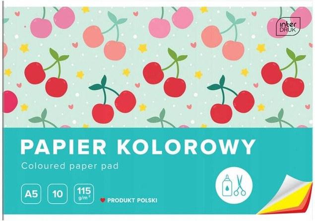BLOK WYCINANKA INTERDRUK A5/10K PAPIER KOLOROWY