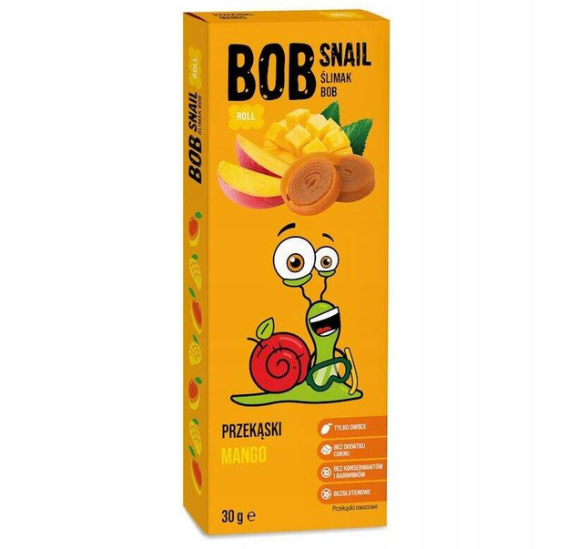 BOB SNAIL Przekąska Owocowa MIX SMAKÓW 30g x 10 Sztuk Bez Cukru i Glutenu