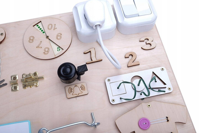 Tablica Drewniana Manipulacyjna Sensoryczna Montessori 3+ 3ToysM MT11