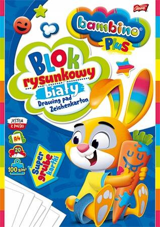 Blok rysunkowy biały A4 20k BAMBINO PLUS