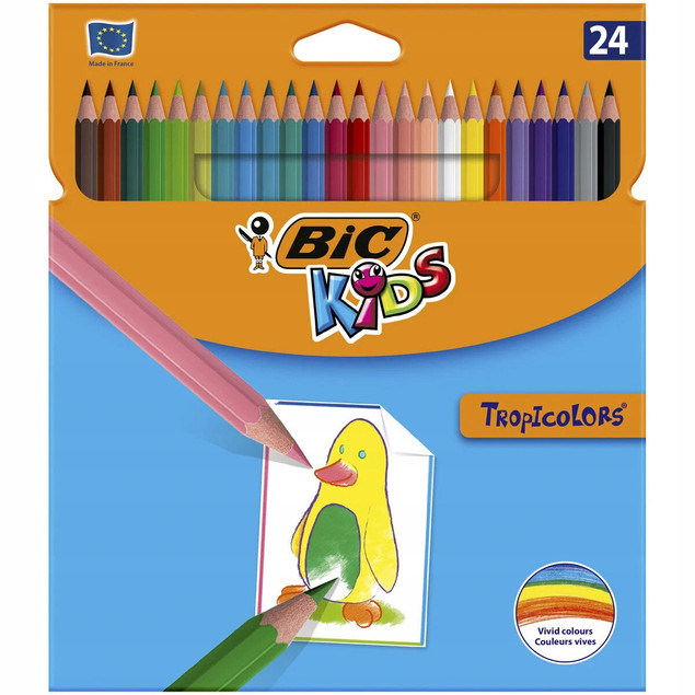 BIC KIDS TROPICOLORS KREDKI OŁÓWKOWE 24 KOLORY