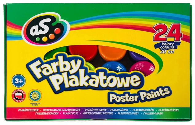 Farby Plakatowe Szkolne 24 Kolory 20ml Astra