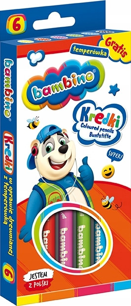 Kredki BAMBINO 6kol.w drewnie+temp. p10  MAJEWSKI