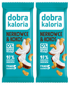 2x DOBRA KALORIA Zdrowy Baton Orzechy Nerkowca i Kokos Bez Dodatku Cukru