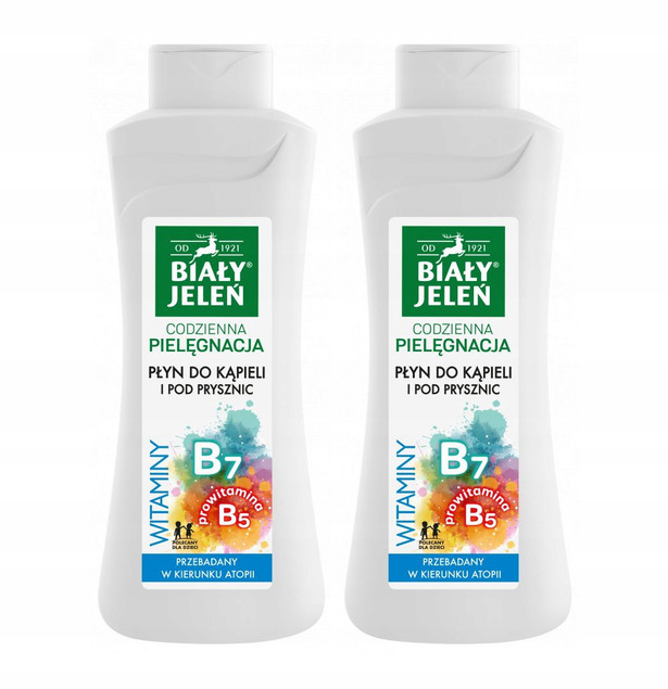 2x BIAŁY JELEŃ Płyn Do Kąpieli 750ml Hipoalergiczny z Witaminą B7, B5