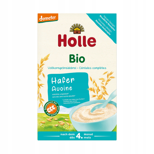 HOLLE BIO Kaszka Owsiana Pełnoziarnista Bez Cukru 250g 5M+