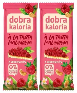 2x Naturalny Baton Tarta MALINOWA Orzechy Nerkowca Rodzynki Dobra Kaloria