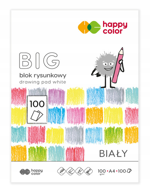 Blok rysunkowy biały A4/100K BIG HAPPY COLOR