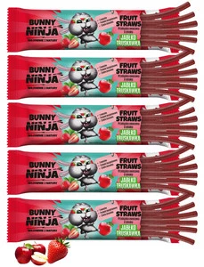 BUNNY NINJA Przekąska Owocowa JABŁKO TRUSKAWKA Fruit Straw 16g x5