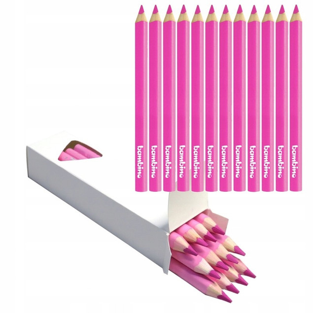 Kredka w drewnie trójkątna czerwona 12szt Bambino