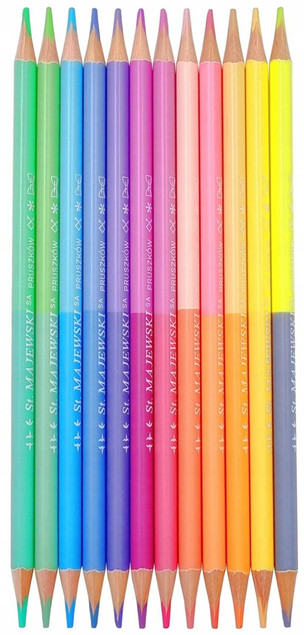 Kredki dwustronne 12 sztuk 24 kolory 18cm pastel