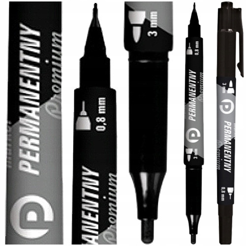 Marker dwustronny permanentny czarny okr.p12 TETIS / cena za 1szt.