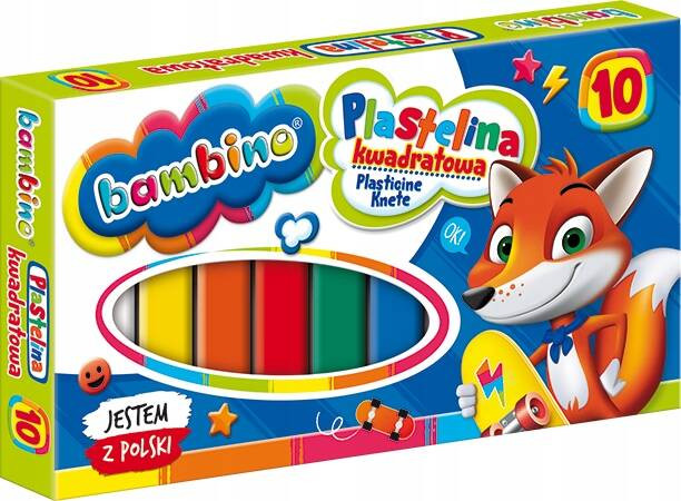 Plastelina kwadratowa 10kol Bambino p10 MAJEWSKI/cena za 1szt.
