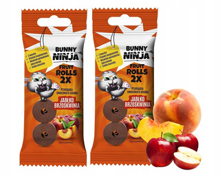 BUNNY NINJA Przekąska Owocowa JABŁKO BRZOSKWINIA Bez Cukru Glutenu 30g x2