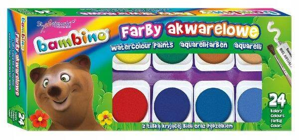 Farby Akwarelowe 24 Kolory Intensywne Bambino
