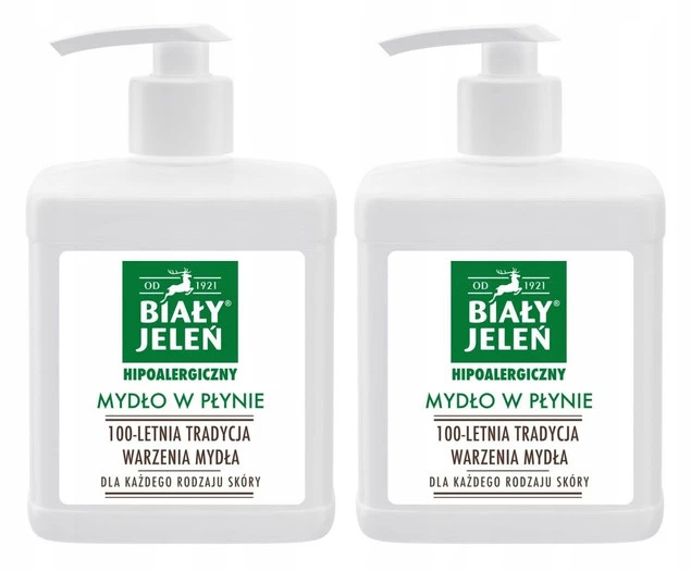 2x Mydło W Płynie Biały Jeleń 500 ml Hipoalergiczne Naturalne Dozownik