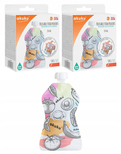 Akuku wielorazowe saszetki na pokarm  A0056
