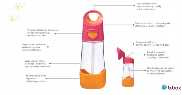 B.box Tritanowa Butelka Kubek Bidon + Słomka 450ml Ocean Breeze