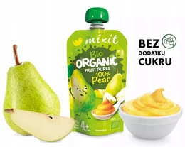 MIXIT BIO Mus Naturalny GRUSZKA Owocowy Bez Dodatku Cukru 100g 4M+