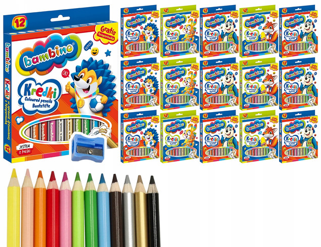 KREDKI OŁÓWKOWE GRUBE + TEMP 12K BAMBINO