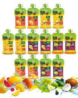 Bob Snail MUS OWOCOWY Bez Cukru PRZECIER Smoothie MIX SMAKÓW 120g x14