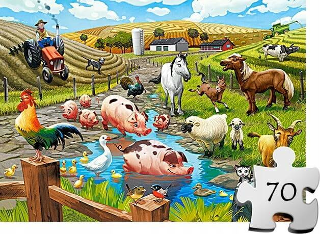 PUZZLE UKŁADANKA ZWIERZĘTA ZE WSI 5+ 70 EL. CASTOR