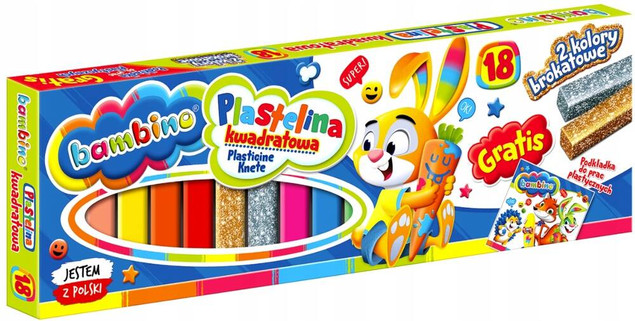 Plastelina 18kol Bambino kwadratowa p5 MAJEWSKI/cena za 1szt.