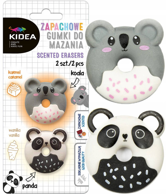 KIDEA Gumki do mazania zapachowe 2 szt. (Panda, Koala)